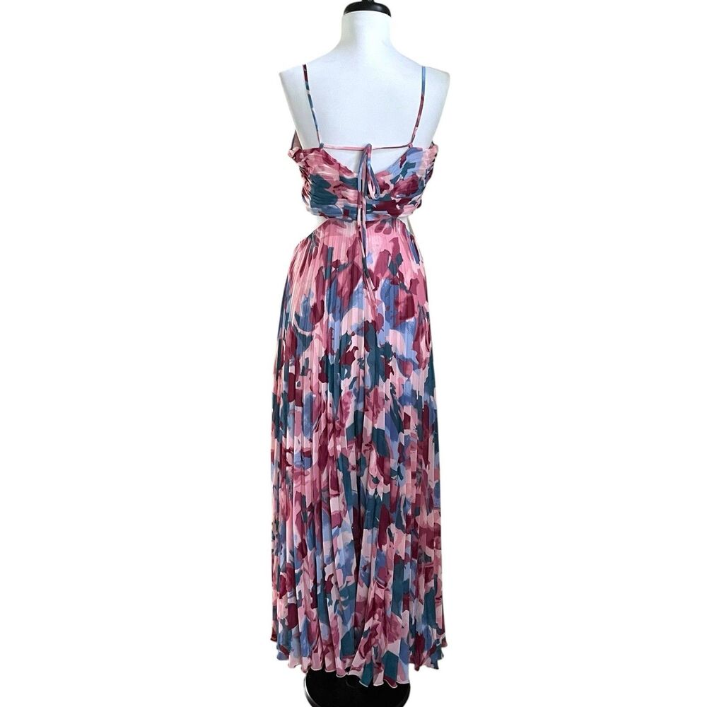 Abercrombie & Fitch Giselle Floral Maxi Dress XL Pink Pleated Resort Costal NWT - Picture 4 of 14